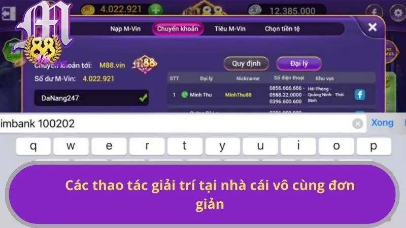 Các thao tác giải trí tại nhà cái vô cùng đơn giản